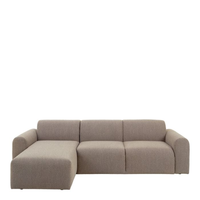 Midfield Fabric Left Hand 3 Seater Corner Sofa In Beige