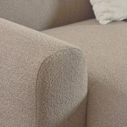 Midfield Fabric Left Hand 3 Seater Corner Sofa In Beige