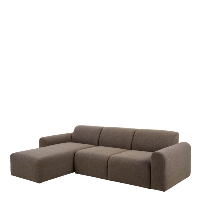 Midfield Fabric Left Hand 3 Seater Corner Sofa In Taupe