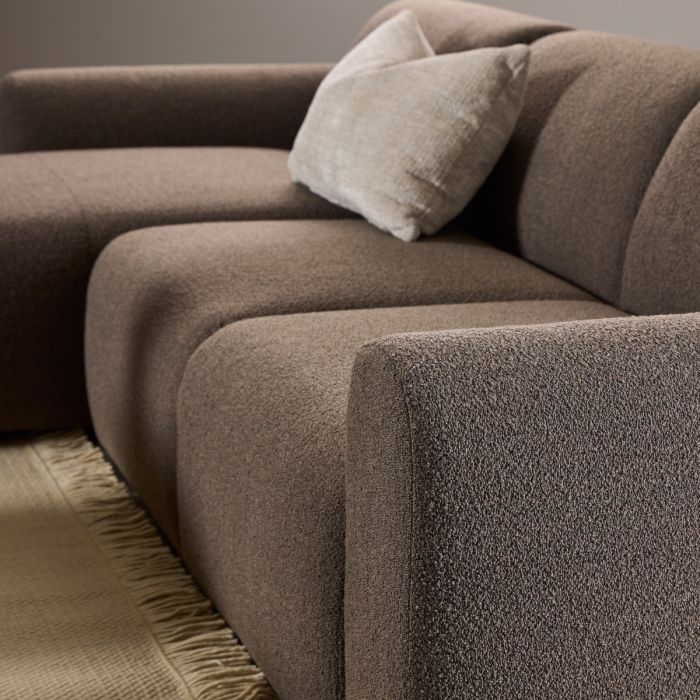 Midfield Fabric Left Hand 3 Seater Corner Sofa In Taupe
