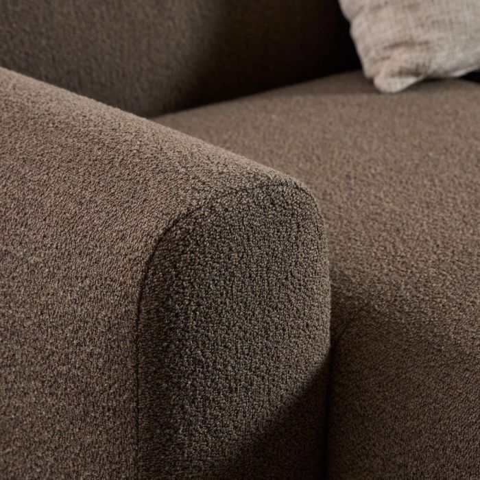 Midfield Fabric Left Hand 3 Seater Corner Sofa In Taupe