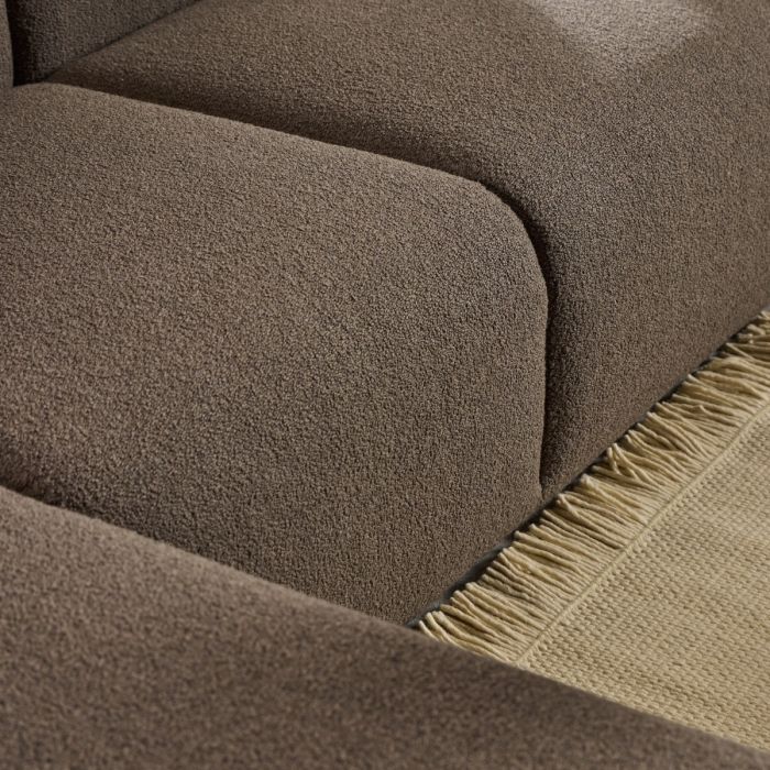 Midfield Fabric Left Hand 3 Seater Corner Sofa In Taupe