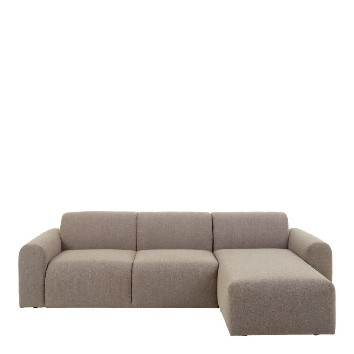 Midfield Fabric Right Hand 3 Seater Corner Sofa In Beige