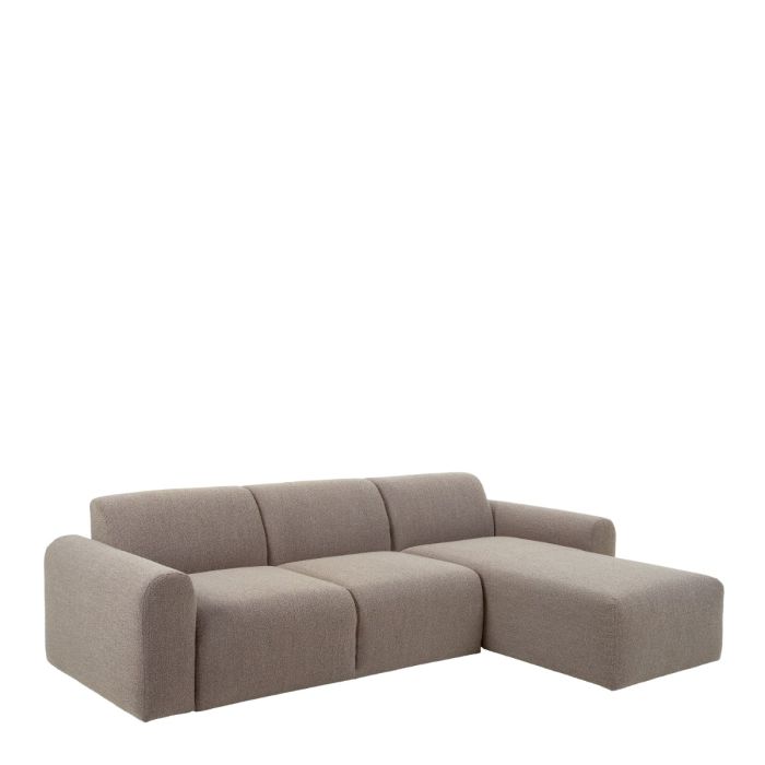 Midfield Fabric Right Hand 3 Seater Corner Sofa In Beige