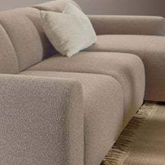 Midfield Fabric Right Hand 3 Seater Corner Sofa In Beige - Furniture One Shop