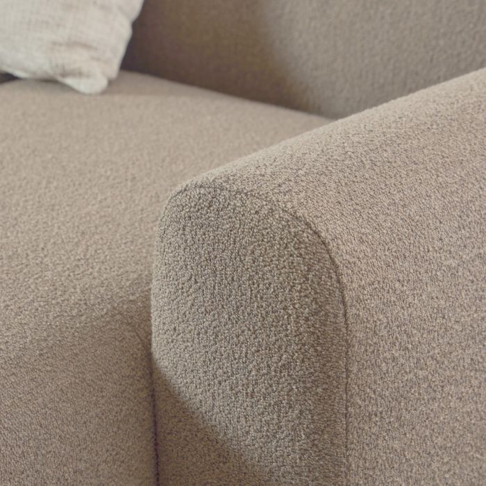 Midfield Fabric Right Hand 3 Seater Corner Sofa In Beige