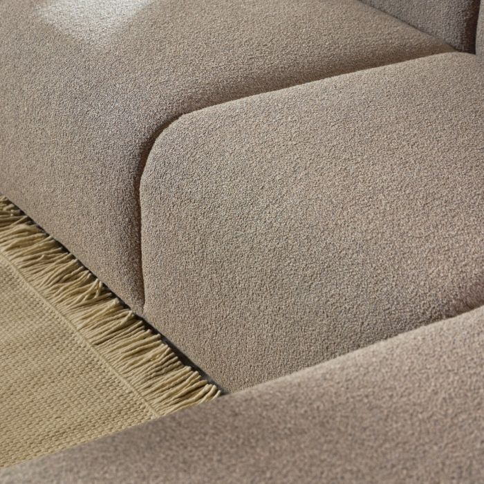 Midfield Fabric Right Hand 3 Seater Corner Sofa In Beige