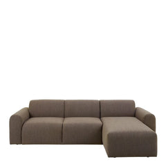 Midfield Fabric Right Hand 3 Seater Corner Sofa In Taupe - Furniture One Shop