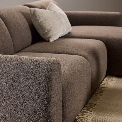Midfield Fabric Right Hand 3 Seater Corner Sofa In Taupe