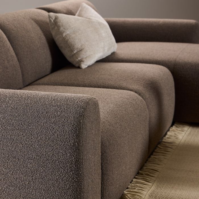 Midfield Fabric Right Hand 3 Seater Corner Sofa In Taupe