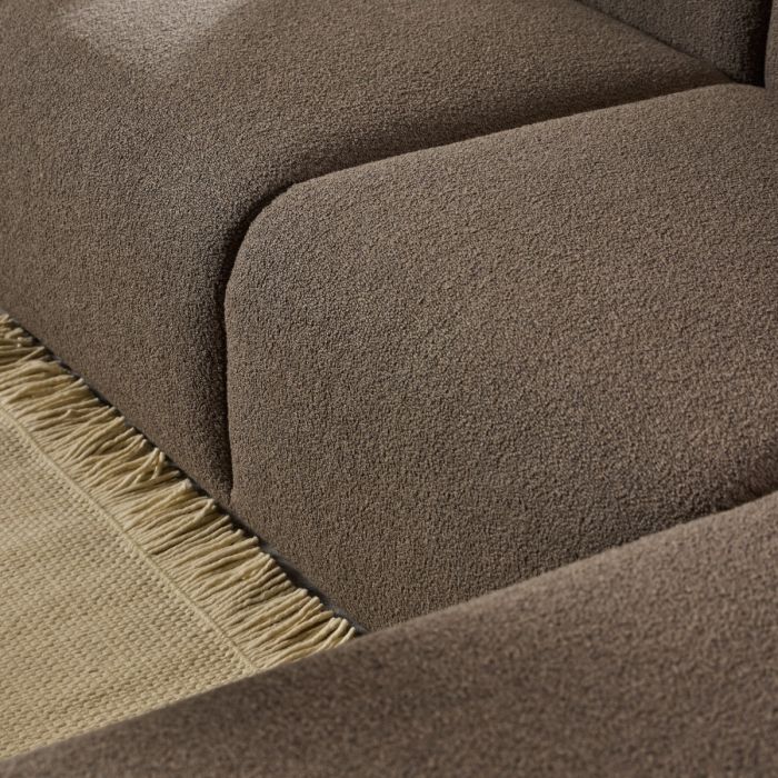Midfield Fabric Right Hand 3 Seater Corner Sofa In Taupe