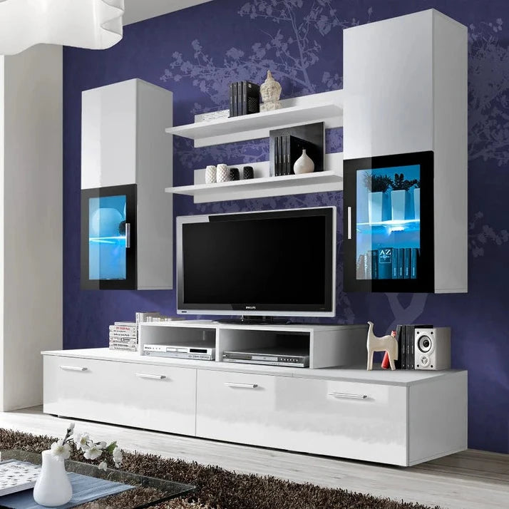 Mini Wooden Entertainment Unit For TVs Up To 42" in White High Gloss