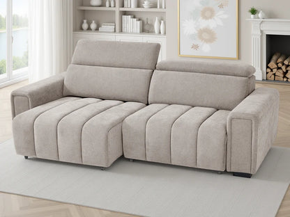 Molly Electric Sofa Bed In Beige Fabric 3 Seater with Power Sliding Seats - Furniture One Shop
