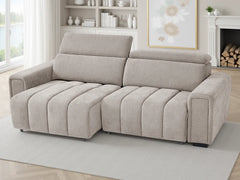 Molly Electric Sofa Bed In Beige Fabric 3 Seater with Power Sliding Seats