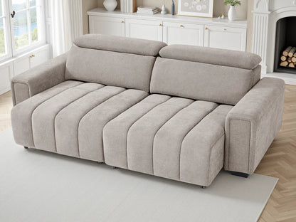 Molly Electric Sofa Bed In Beige Fabric 3 Seater with Power Sliding Seats - Furniture One Shop