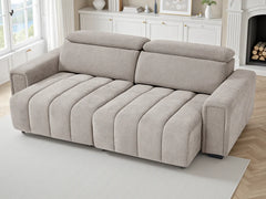 Molly Electric Sofa Bed In Beige Fabric 3 Seater with Power Sliding Seats