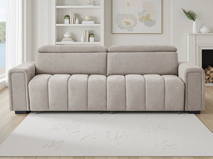 Molly Electric Sofa Bed In Beige Fabric 3 Seater with Power Sliding Seats - Furniture One Shop
