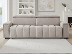 Molly Electric Sofa Bed In Beige Fabric 3 Seater with Power Sliding Seats