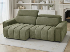 Molly Electric Sofa Bed In Green Fabric 3 Seater with Power Sliding Seats