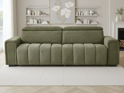 Molly Electric Sofa Bed In Green Fabric 3 Seater with Power Sliding Seats - Furniture One Shop