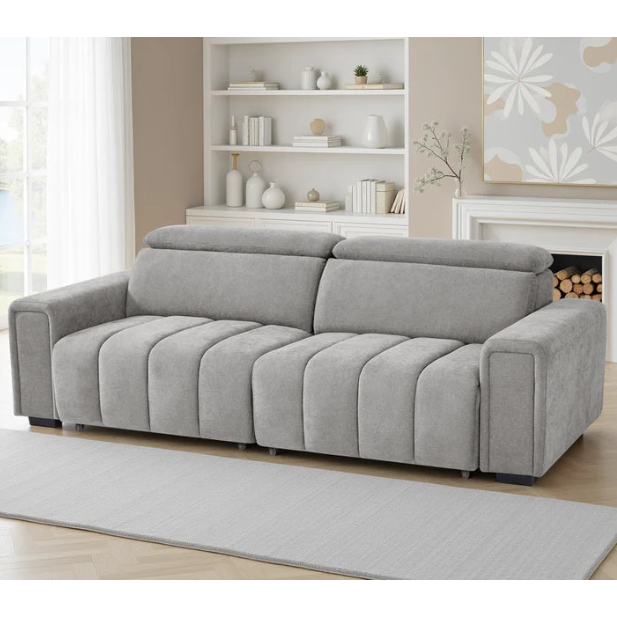 Molly Electric Sofa Bed In Grey Fabric 3 Seater with Power Sliding Seats
