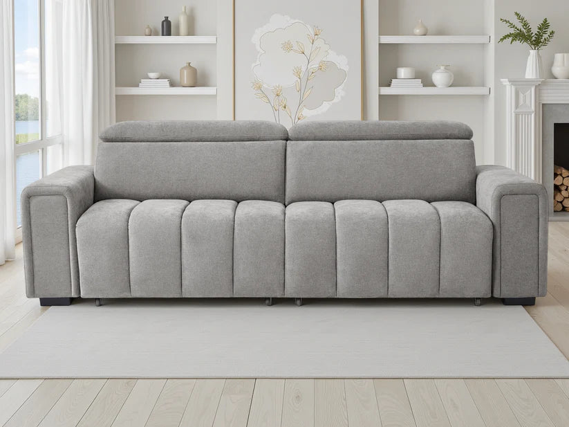Molly Electric Sofa Bed In Grey Fabric 3 Seater with Power Sliding Seats - Furniture One Shop
