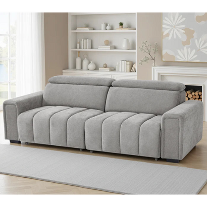 Molly Electric Sofa Bed In Grey Fabric 3 Seater with Power Sliding Seats