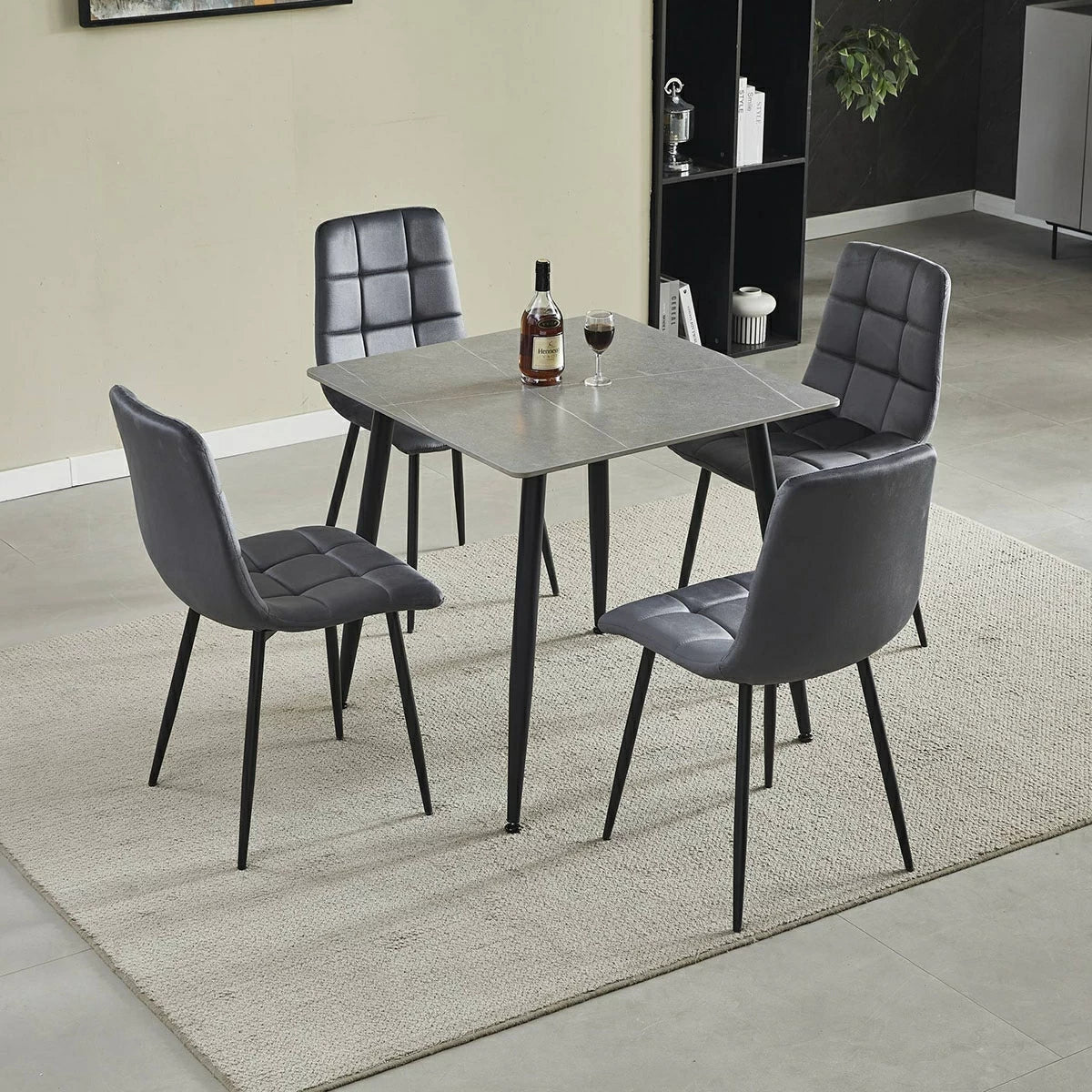 Monaco Ceramic Square Dining Table In Grey