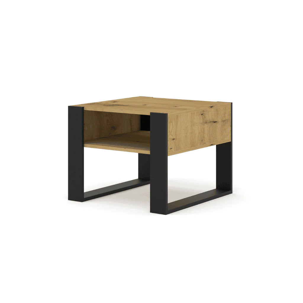 Mondi Wooden Coffee Table 60cm in Oak Artisan with Black Wooden Legs