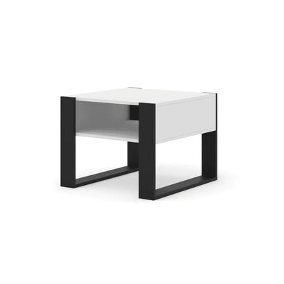 Mondi Wooden Coffee Table 60cm in White with Black Wooden Legs