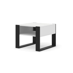Mondi Wooden Coffee Table 60cm in White with Black Wooden Legs