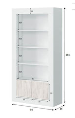 Montreal Tall Display Cabinet In White And Wood Effect
