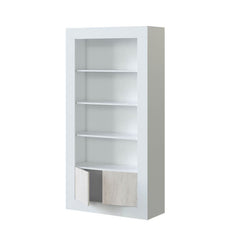 Montreal Tall Display Cabinet In White And Wood Effect