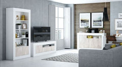 Montreal TV Stand In White And Wood Effect