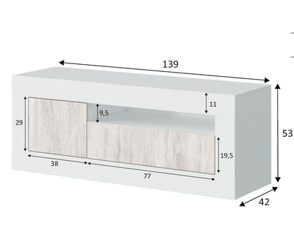 Montreal TV Stand In White And Wood Effect