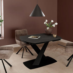 Morelle Oval Extending Dining Table in Black Ceramic 120–180cm