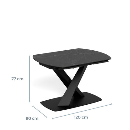 Morelle Oval Extending Dining Table in Black Ceramic 120–180cm - Furniture One Shop