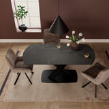 Morelle Oval Extending Dining Table in Black Ceramic 120–180cm