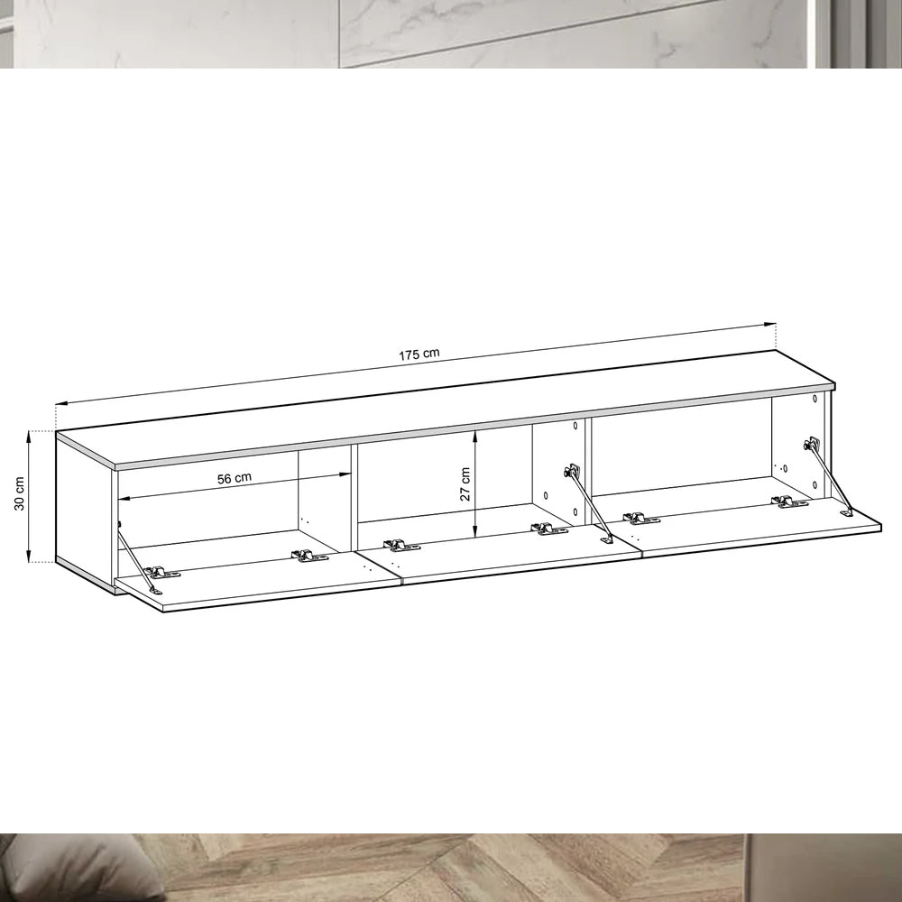 Moro Floating TV Unit in Beige - 175cm