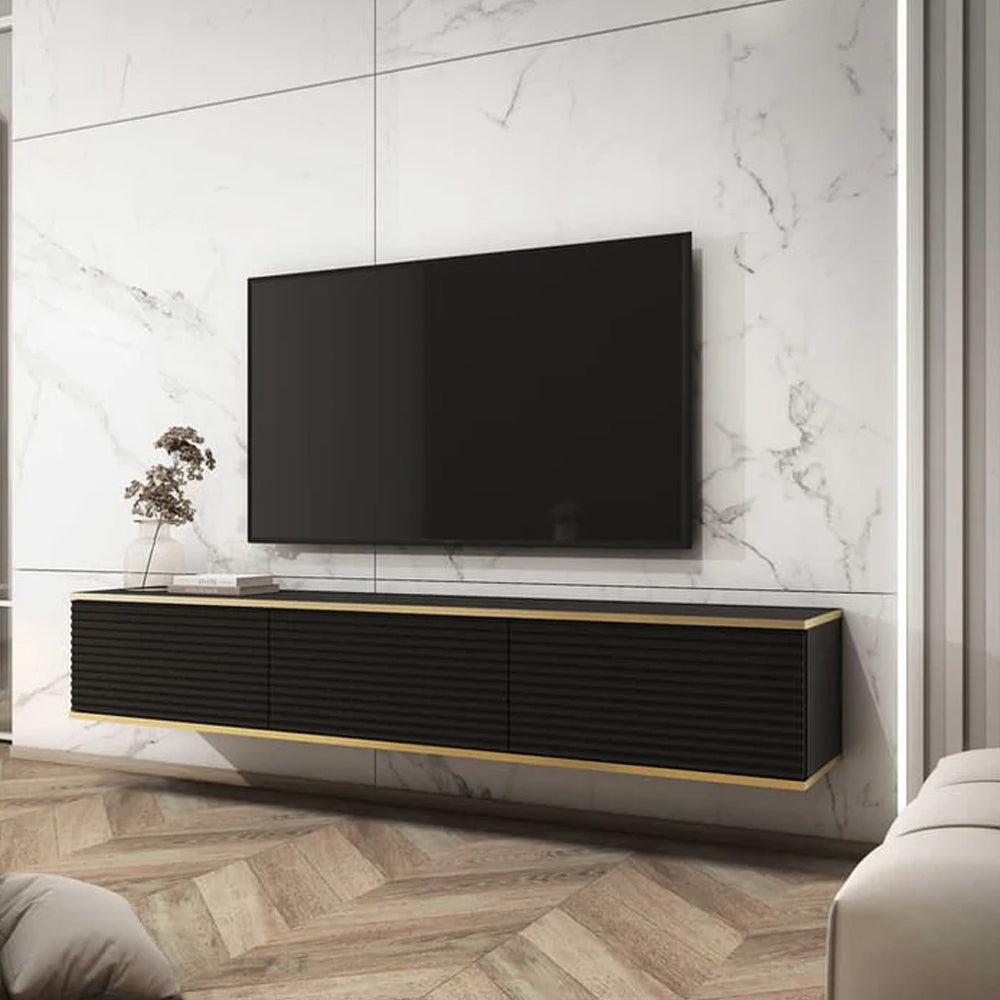 Moro Floating TV Unit in Black - 175cm