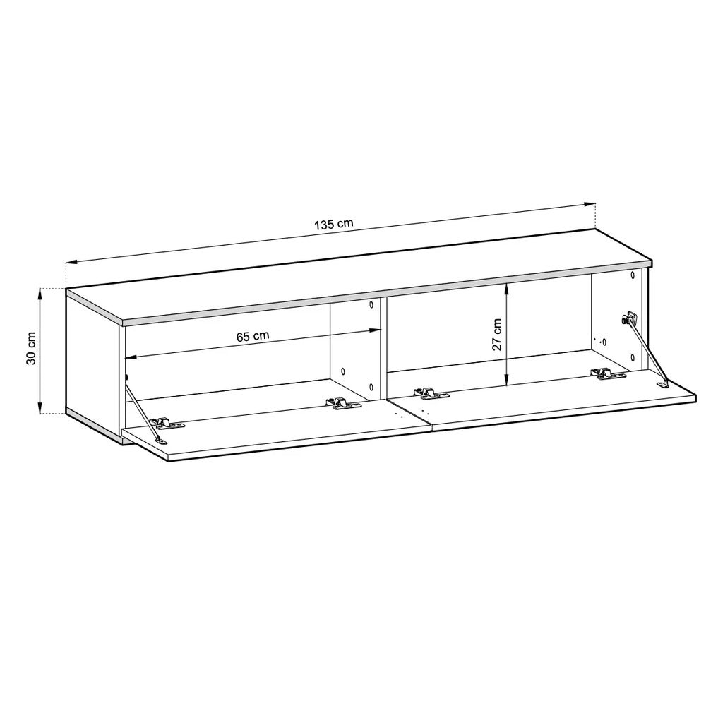 Moro Small Wooden Floating TV Unit in Grey - 135cm