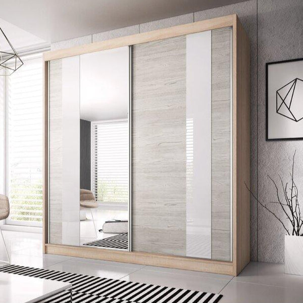 Multi 32 Wooden Wardrobe With 2 Sliding Doors 233cm In Oak Sonoma