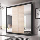 Multi Wooden Wardrobe With 2 Sliding Doors 233cm In Matt Black