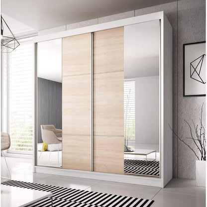 Multi Wooden Wardrobe With 2 Sliding Doors 233cm In Matt White
