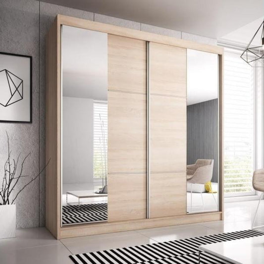 Multi Wooden Wardrobe With 2 Sliding Doors 233cm In Oak Sonoma