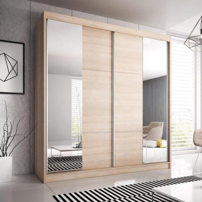 Multi Wooden Wardrobe With 2 Sliding Doors 233cm In Oak Sonoma