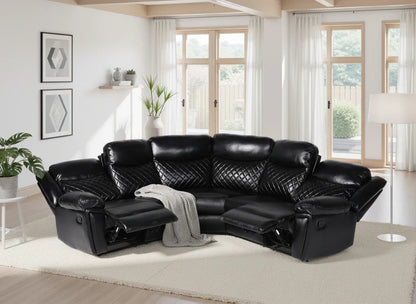 Myra Black Faux Leather Large Manual Recliner Corner Sofa