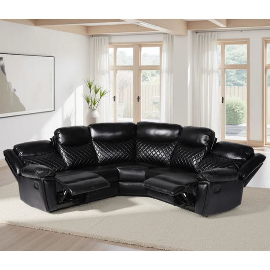 Myra Black Faux Leather Large Manual Recliner Corner Sofa - Furniture One Shop