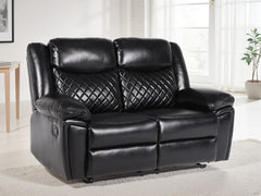 Myra Faux Leather 2 Seater Manual Recliner Sofa In Black