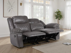 Myra Faux Leather 2 Seater Manual Recliner Sofa In Grey